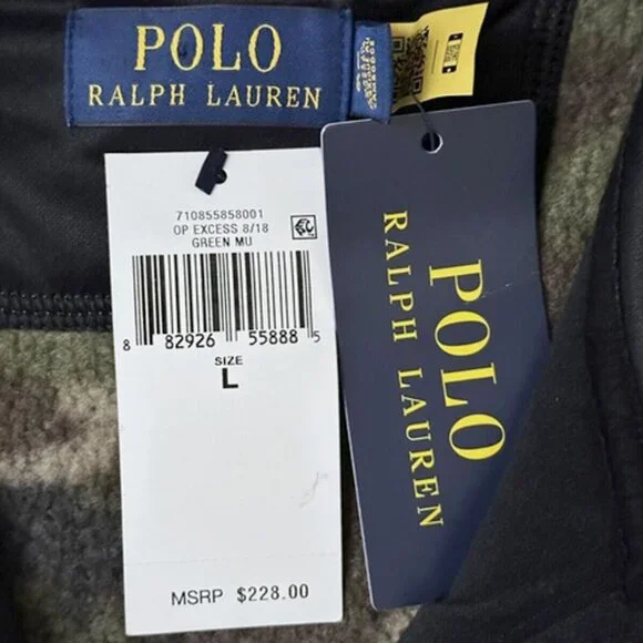 NEW $228 Polo Ralph Lauren Camo Fleece Knit Cardigan Sweater! S L Full Zip Front